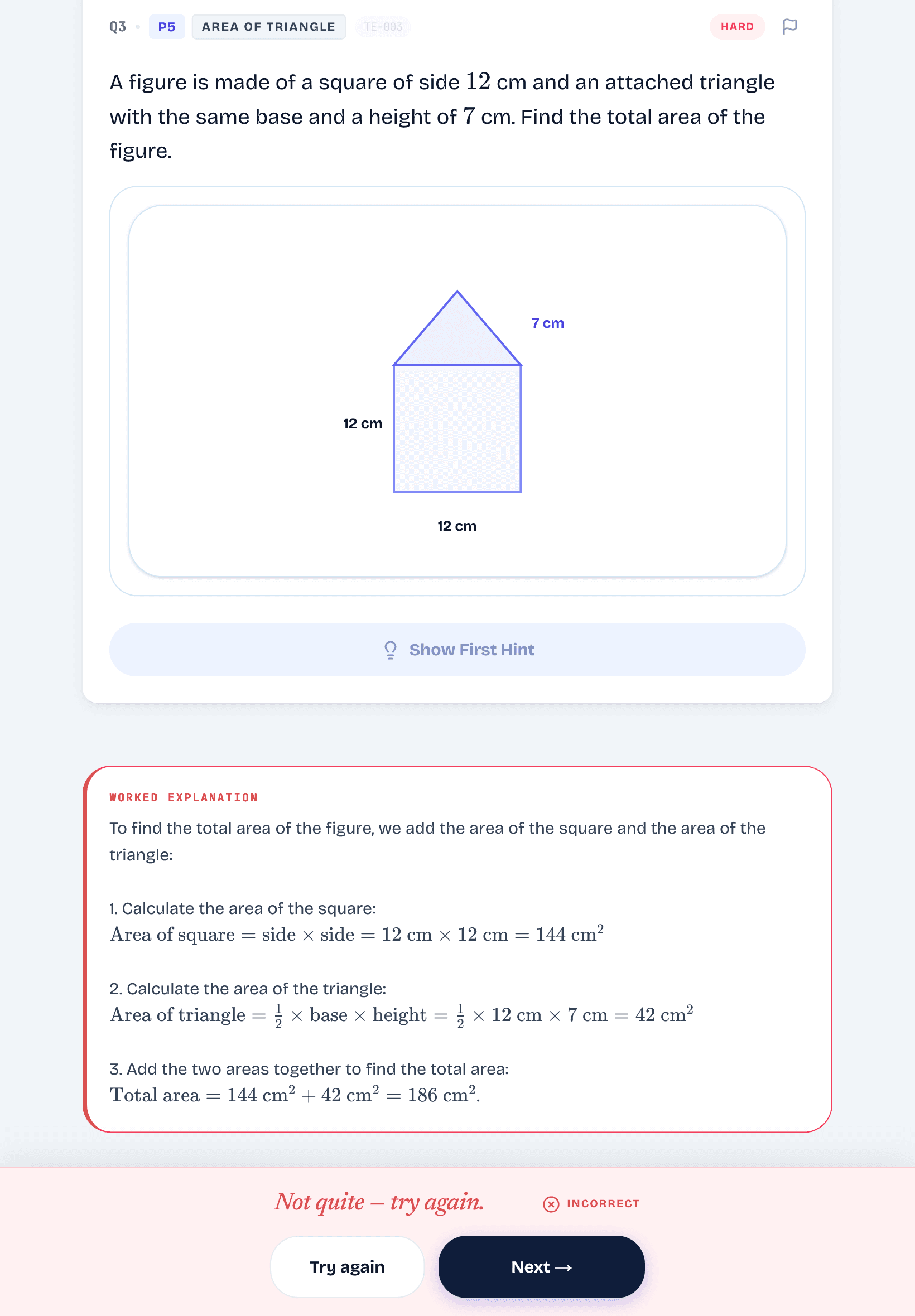 Practice session with a Singapore-method question and the on-screen numpad